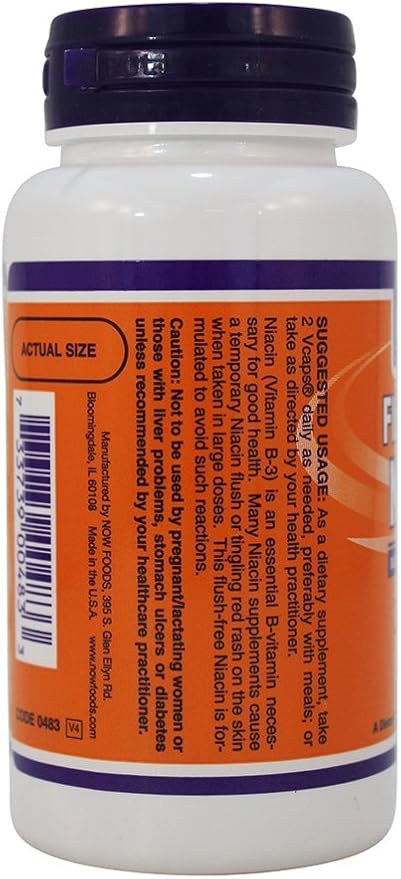 NOW Flush-free Niacin 250mg 90 Capsules (Pack of 2)