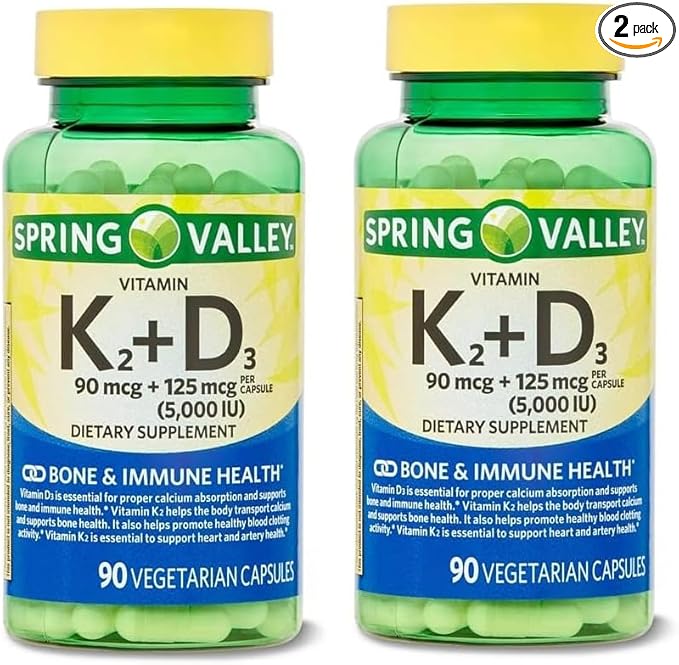 Unique Bundle Store Vitamin D3 K2 5000 IU – 90 Vegetarian Capsules High Potency D3 with K2 Supplement Vitamina D3 con K2 Formula for Bone and Immune Support (Pack of 2)