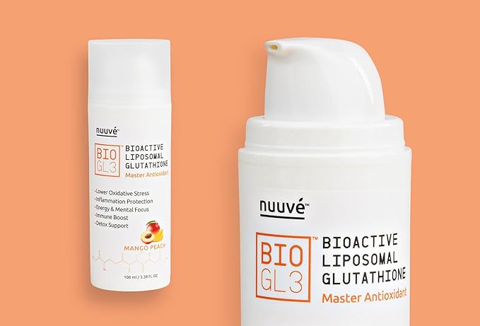 BIOGL3 Bioactive Liposomal Glutathione 446mg. Ultra Potent Pure Patented in airless Dispenser. Fast Absorption Lowers oxidative Stress and Inflammation. +Energy Detox Immune Boost Focus
