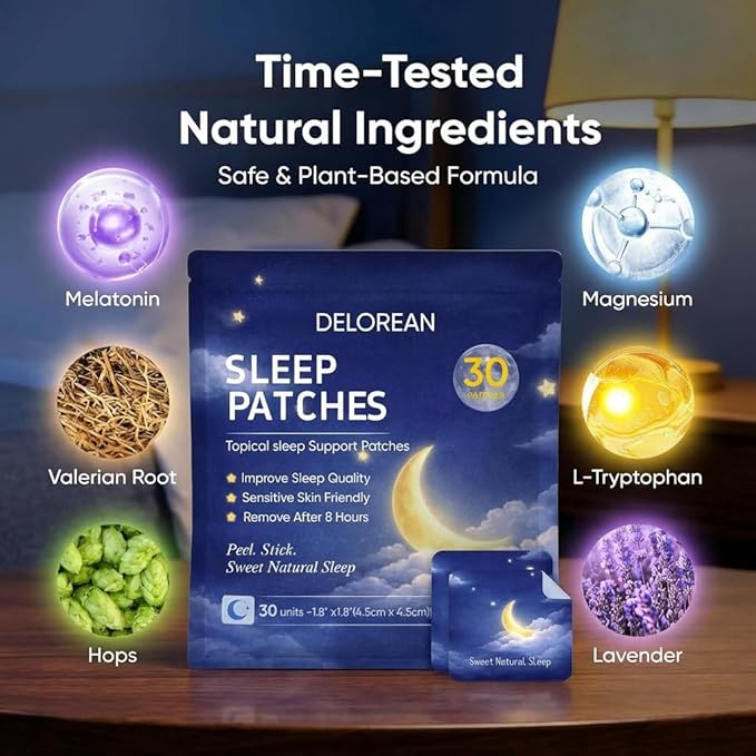 Drowzen Sleep Patches Delorean Sleep Patches for Adults Herbal Melatonin &amp Valerian Night Patches Sleeping Stickers for Relaxation &amp Nighttime Rest 30 Patches (2PCS)