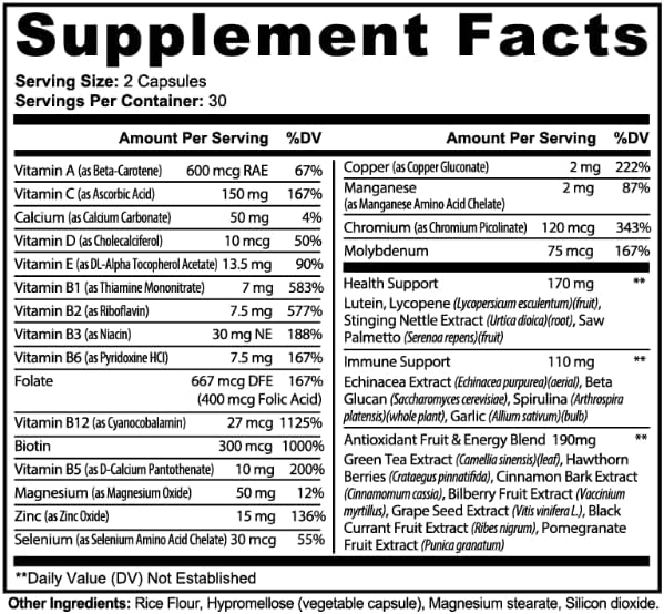 InBloome Women’s Multivitamin Supplement – Daily Multivitamin with Vitamins A C D E &amp B-Complex Biotin + Zinc – Immune &amp Energy Support – 60 Capsules