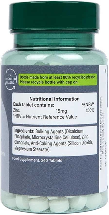 Holland and Barrett Zinc 15mg Immunity Supplement 240 Vegan Tablets