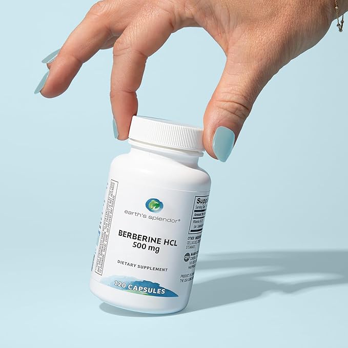 Earth's Splendor Berberine 500mg Capsules Supports Metabolism (120ct Bottle 2 Month Supply) Non-GMO Vegan-Friendly