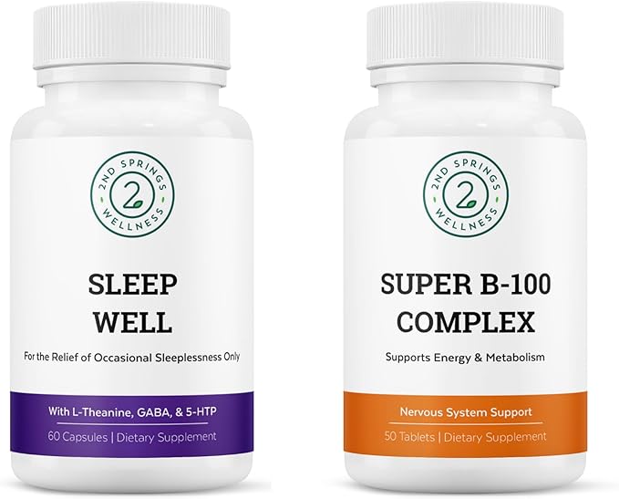 Sleep Well &amp Super B-100 Complex Bundle - Calming Sleep Aid &amp Energy Support for Optimal Well-Being