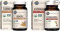 Garden of Life Organics Extra Strength 100mg Curcumin Turmeric 60 Tablets and Ashwagandha Stress &amp Energy Support 60 Tablets Bundle