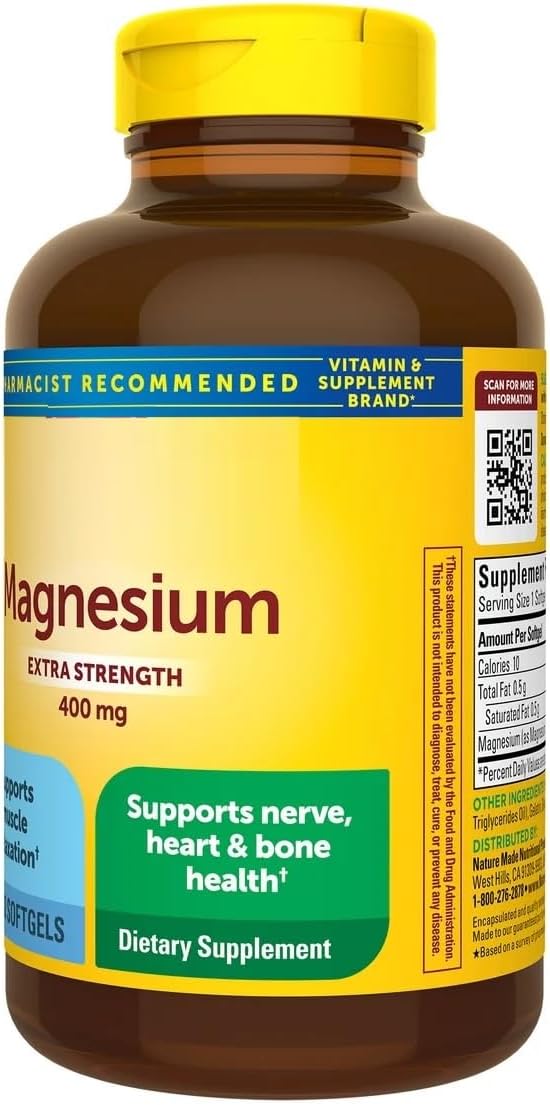 Extra Strength Magnesium 400 mg. Supports Supports Heart† Bone and Nerve Health - 180 Softgels