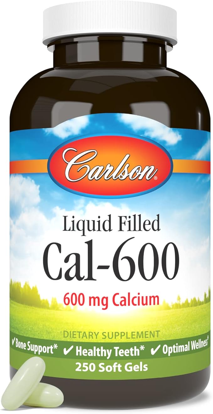 Carlson - Cal-600 600 mg Calcium Bone Support Healthy Teeth &amp Optimal Wellness 250 Softgels