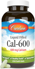 Carlson - Cal-600 600 mg Calcium Bone Support Healthy Teeth &amp Optimal Wellness 250 Softgels