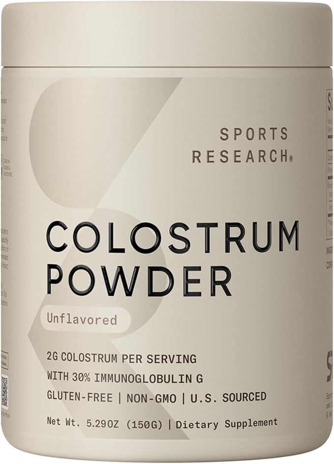 Sports Research® Goodies Pack - Colostrum Powder formulated to Support Workout Performance Immunity &amp Gut Health w/Antibodies &amp Creatine Monohydrate &amp Organic MCT Oil Keto &amp Vegan MCT