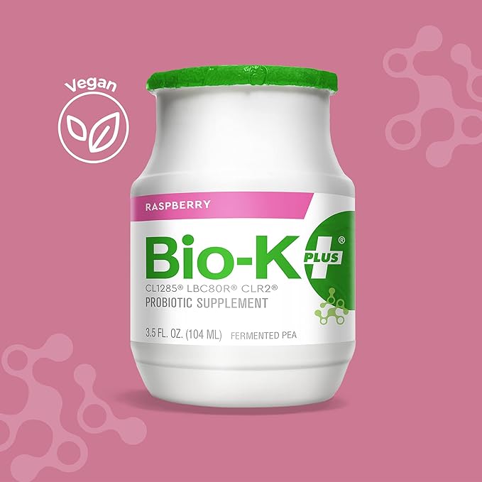 Bio-K Plus Organic Raspberry Fermented Pea Probiotic 6 Pack 3.5 Fz