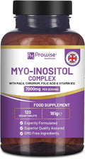 Myo-Inositol Complex 120 Vegan Tablets 7000mg per Serving with Black Maca Root Chromium Folic Acid and Vitamin B12 | Hormonal Balance for Women| Premium Quality by Prowise