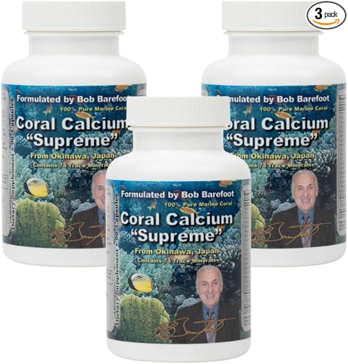 Bobs Best Coral Calcium Supreme I 100% Pure Marine Coral 74 Trace Minerals I 90 Capsules Pack of 3