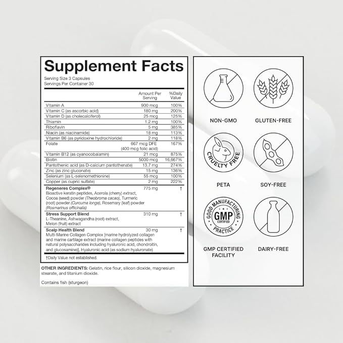 Serovital Hair Regeneres Advanced Hair Growth Supplement - Hair Vitamins for Women Advanced Hair Regrowth Hair Loss Treatments for Women Thinning Hair Treatment – 90 Count