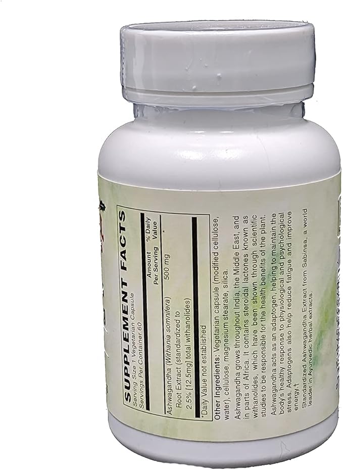 Holly Hill Health Foods Ashwagandha Extract 500mg 60 Vegetarian Capsules