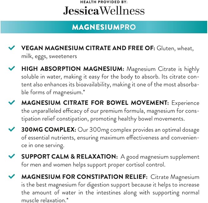 Magnesium Pro/Magnesium Citrate for Constipation Digestion &amp Relaxation/Magnesium Citrate Capsules 300MG / Magnesium Citrate Supplement/Vegan Magnesium Citrate – Jessica Wellness - 90CT