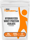 BulkSupplements.com Hydrolyzed Whey Protein Isolate Powder - Whey Isolate Protein - Unflavored &amp Gluten Free 30g per Serving 500g (1.1 lbs) (Pack of 1)