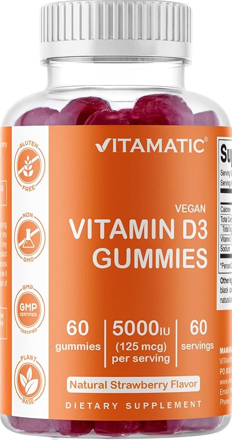 Vitamatic Magnesium &amp Vitamin D3 Gummies Combo - 60 Vegan Count Each