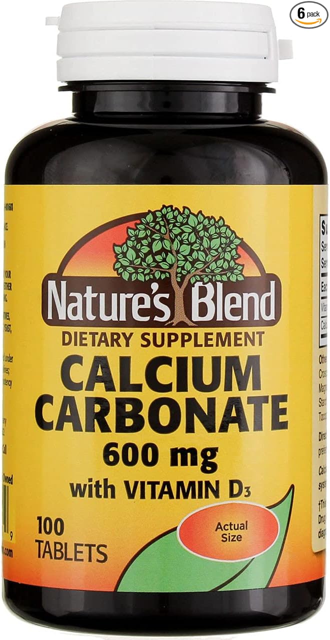 Nature's Blend Calcium Carbonate with Vitamin D3 100 Tablets (Pack of 6)