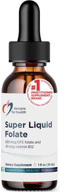Designs for Health B12 + Folate Drops - Super Liquid Folate with Vitamin B12 as Methylcobalamin - 400mcg Folate + 40mcg Methyl B12 per Drop Non-GMO + Vegetarian (660 Servings / 1 Fl Oz)