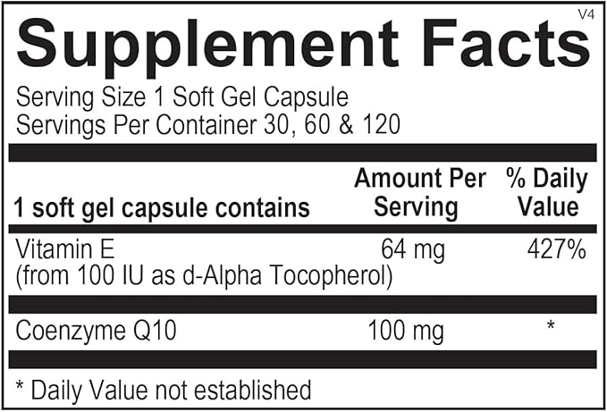 CoQ10 100 mg - Coenzyme Q10 Supplement - Supports Heart &amp Cellular Energy - Antioxidant Support - 30 Soft Gel Capsules.