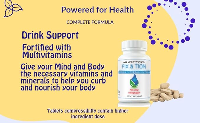 Anti - Alcohol and Alcohol Support Supplement. 10X Craving Support Kudzu Milk Thistle L Glutamine B Vitamins Folic Acid Fastest Absorption