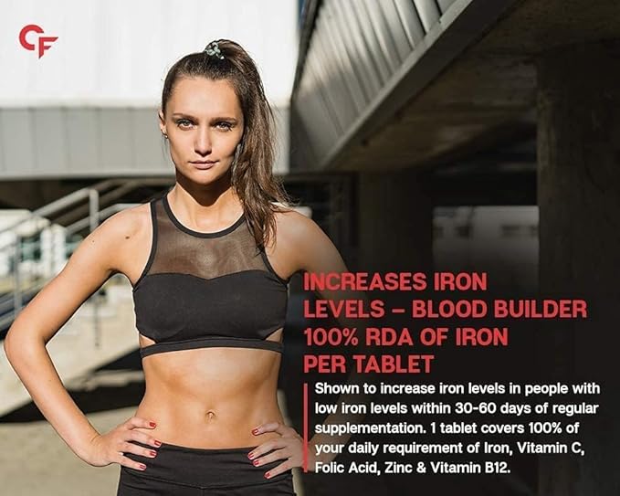 Viva Chelated Iron with Vitamin C B12 Folic Acid &amp Zn – 100 Tablets.