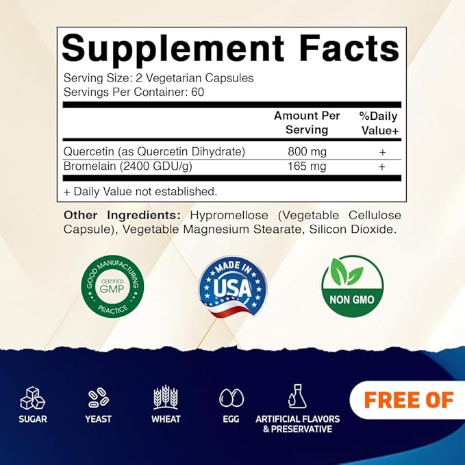 Vitamatic Quercetin with Bromelain – 120 Vegetarian Capsules - 2 Pack