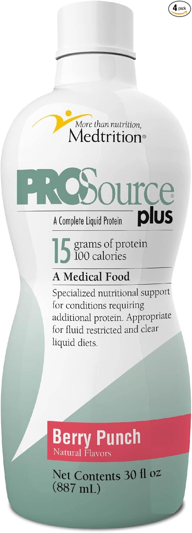Liquid collagen peptides Type I III 15 grams protein per oz. | Plus Berry Punch Bottles 4 pack Medtrition|