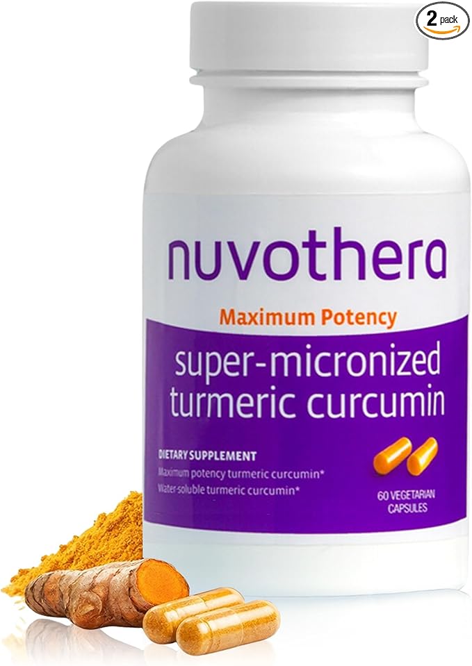 Nuvothera Super-Micronized Turmeric Curcumin Capsules Rapid Absorption Whole Root Non-GMO Skin Gut Health &amp Antioxidants (1 Month Pack (60 Capsules))
