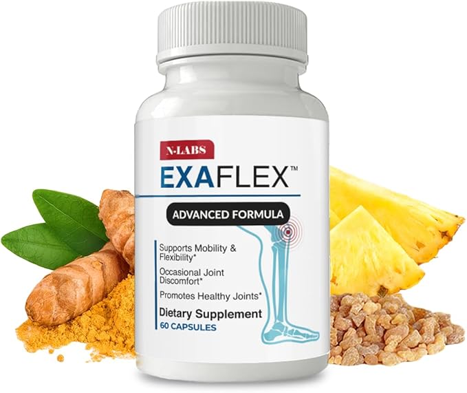 N-Labs ExaFlex Glucosamine Chondroitin MSM Bromelain Capsules - Joint Supplements for Men and Women with Boswellia Extract Turmeric and Quercetin - Supports Joint Health - Made in USA - 60 Capsules