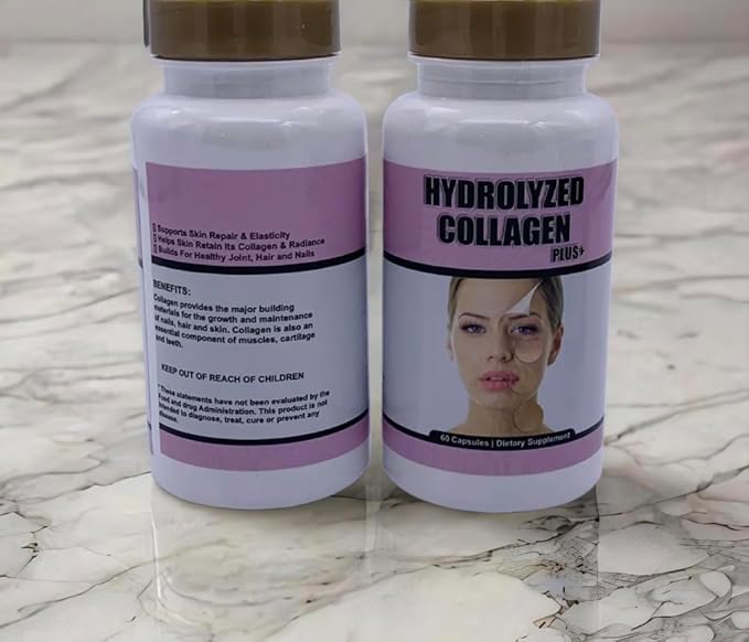 Super Hydrolyzed Collagen Plus with Vitamin C and Biotin Skin Hair and Nails Supplement Includes Antioxidants Capsules 60 Count 1 Bottle.