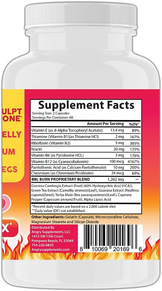 Angry Supplements Better Booty Women's Creatine BBL Combo: BBL Tablets (90ct) w. Creatine Glutamine BCAA's Collagen + BBL Burn Thermogenic Capsules (120ct)