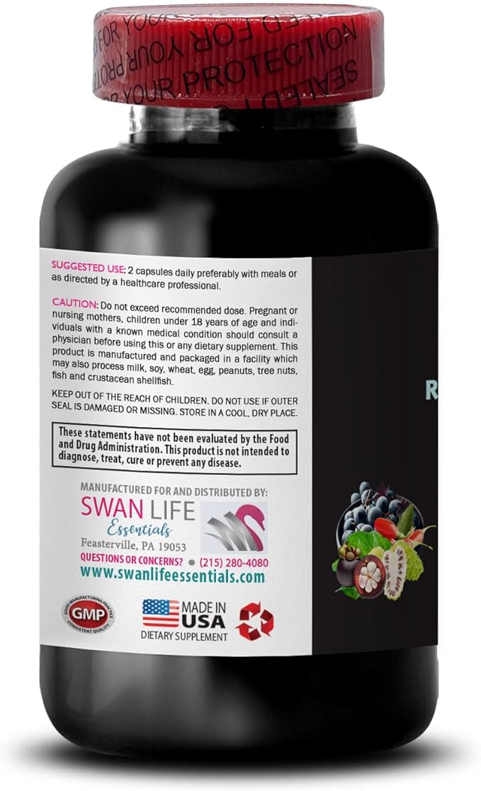 Energizing Support - RESVERATROL Complex - Berry Fusion Blueberry Balance Pomegranate Energy Daily Support Natural Ingredients Grape Skin Power Refreshing Flavor Lifestyle 2 Bot 120 Caps
