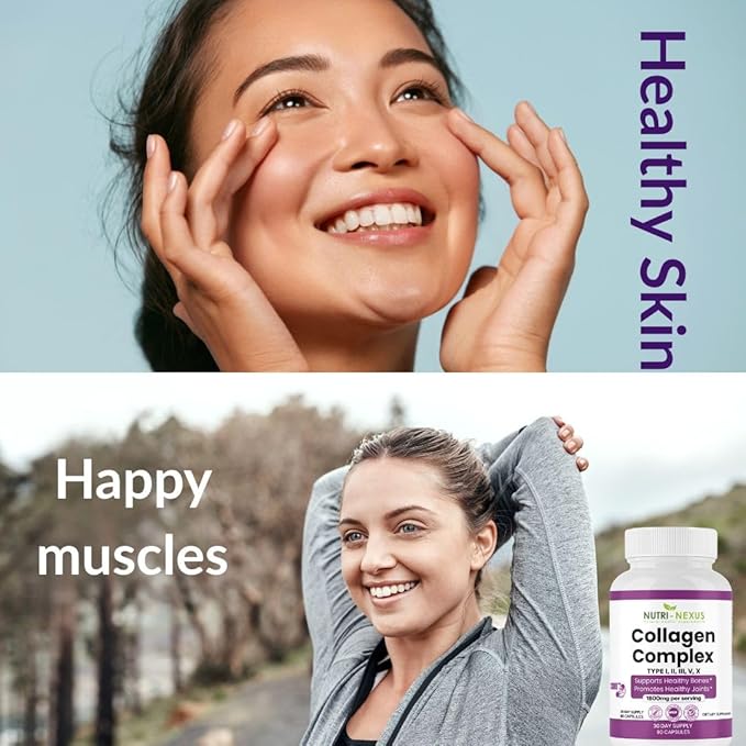 Multi Collagen Peptides Types I II III V &amp X – Hydrolyzed Bovine Collagen Capsules -Supports Skin Hair &amp Nail Wellness – Collagen Supplement for Women &amp Men