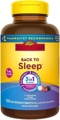 Naturally Made Back to Sleep Aid - 1mg Low Dose Melatonin 100mg L-Theanine 100mg GABA - 120 Fast Dissolve Tablets for Middle of The Night Support - Drug-Free Non-Habit Forming Blueberry Flavor