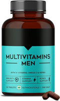 RJ Multivitamin for Men | with 41 Vitamins Omega 3 &amp Essential Blends for Energy Immunity Stamina &amp Recovery | 120 Veg Multivitamin Tablets | 1 Daily