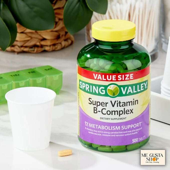 Super Vitamin B-Complex Tablets 500 Count Spring Valley + me Gusta Sticker