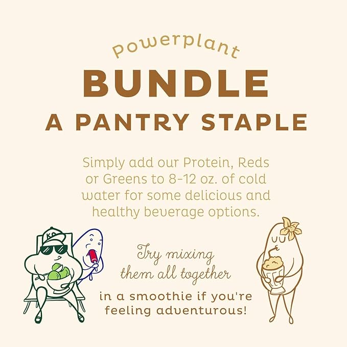 KOS PowerPlant Bundle (Organic Plant-Based Vanilla Protein Powder + Organic Reds Blend + Organic Greens Blend)