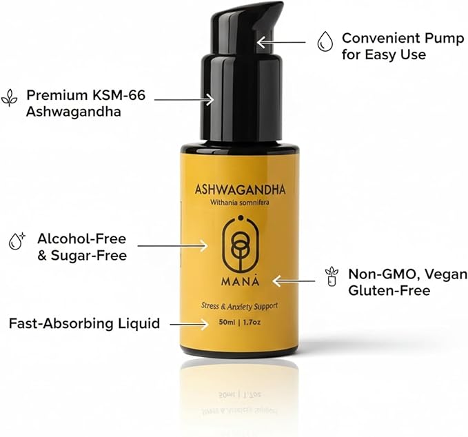Ashwagandha Liquid 50 ml - Organic KSM-66® Ashwagandha Root Extract - Liquid Herbal Supplement Non-GMO Glueten-Free with a Convenient Pump for Easy Daily use