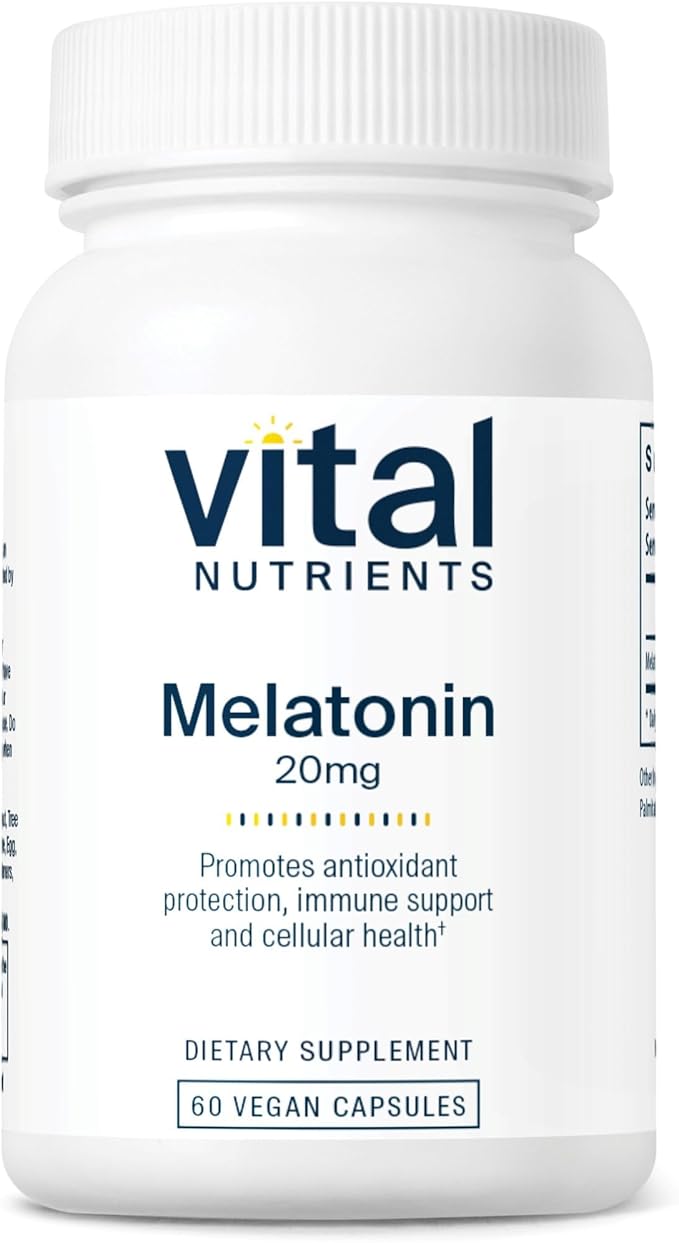 Vital Nutrients Melatonin 20mg - Vegan - Sleep Supplement to Support the Body's Natural Sleep Cycle* - Gluten Dairy Soy Free - 60 Capsules