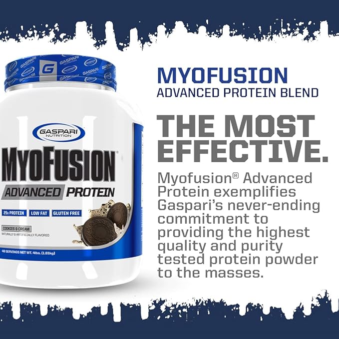 Gaspari Nutrition Myofusion Advanced Protein Protein Blend with Whey Protein Casein Protein and Isolate Protein Low Fat and Gluten Free (Banana Cream 2 Pound)