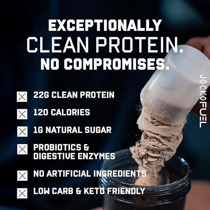 Jocko Fuel Whey Protein Powder Banana Cream 22g Protein Digestive Enzymes + Probiotic Blend No Sugar Added with Essential Amino Acids + Electrolyte Minerals 28 Servings
