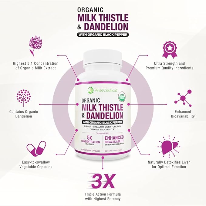 All-Natural Liver and Gut Support | Organic Milk Thistle Organic Dandelion Root &amp Organic Black Pepper | Ginger Artichoke Leaf Extract Deglycerized Licorice Root &amp Patented Zinc Carnosine