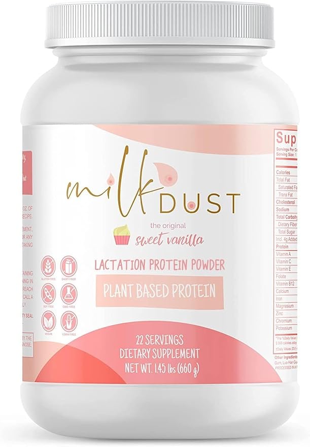 MILK DUST Protein Powder 660g | Breastfeeding Powder for Nursing Moms | Lactation Support Pea Powder | Vegan &amp Dairy-Free | Sweet Vanilla | 22 Servings (Vanilla.)