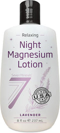 Seven Minerals Magnesium Lotion for Sleep - Lavender Relaxing Night Blend - Highly Concentrated Magnesium for Better Sleep Body &amp Mind Relaxation. Non-Greasy Skin Friendly - 8 fl oz