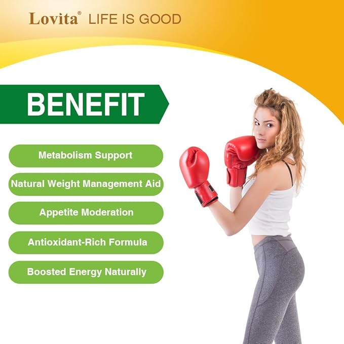 LOVITA Green Coffee Bean Extract Standardized to 50% Chlorogenic Acids 4:1 Concentrated for Metabolism Natural Antioxidant &amp Size-Reduction Support Plant-Based 60 Vegan Capsules