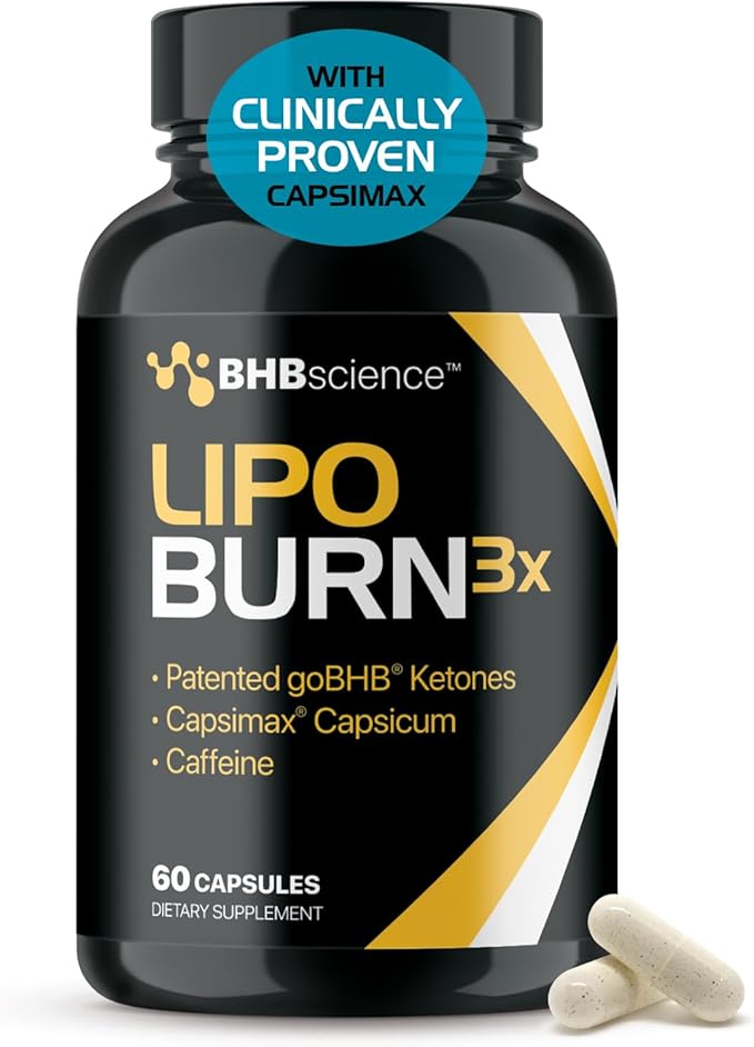 Lipo Burn Keto BHB Exogenous Ketones Supplement - BHB Science Keto Diet Pills with Capsimax and Caffeine for Natural Energy Focus Body Sculpting &amp Ketosis Support - Vegetarian &amp Non-GMO (1 Mon