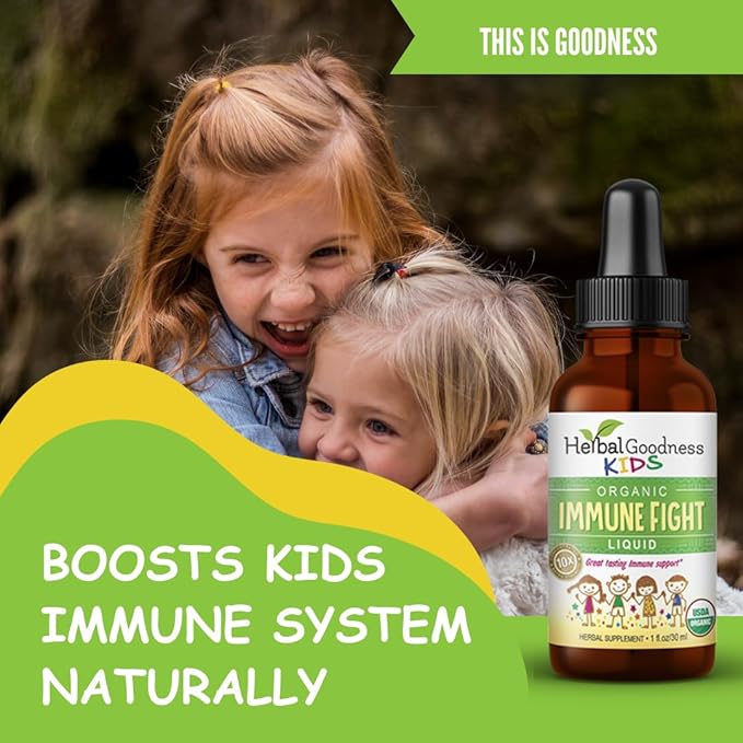 Immune Support 1oz with Ashwagandha for and Turmeric Herbal Supplements - Natural Kids Immune Booster Drops for Wellness and Immune Support for Kids - Non-GMO - Made in USA