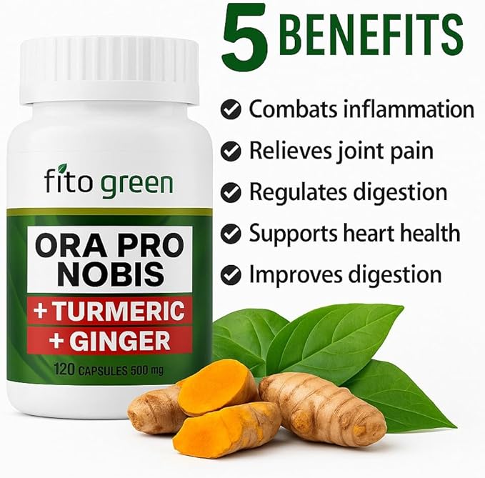 Ora Pro Nobis with Turmeric and Ginger Supplement (Cúrcuma + Gengibre) – 120 Capsules 500mg Made in Brazil
