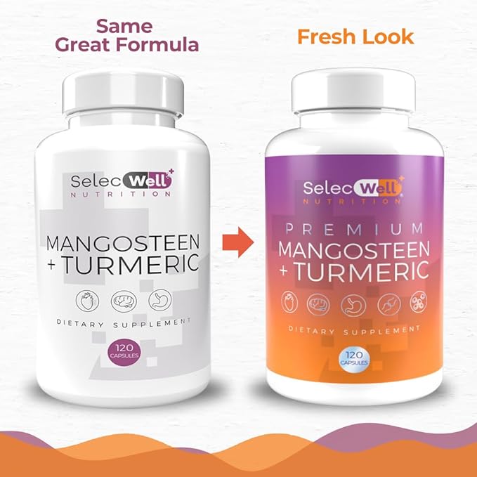 Mangosteen + Turmeric Capsules | Joint &amp Digestion Support | Formulated for Wellness Includes Natural Ingredients | 120 Vegetarian Capsules 1500mg per Serving